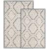 Superior Bath Rug Set, Small Area Rugs for Bathroom, Kitchen Decor, Machine Washable, Non-Slip Bathmat Rug, High-Low Jacquard Mat, Geometric Diamond Accent, Brou Collection, Set of 2, Medium, Ivory(Sage – Cton)