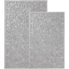 Superior Bath Rug Set, Small Area Rugs for Bathroom, Kitchen Decor, Machine Washable, Non-Slip Bathmat Rugs, Fluffy, Tufted Shag, Striped Accent Rug, Inaya Collection, Set of 2, Large, White/Grey(Light Grey – Vene)