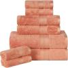 Superior Bath Towel Set, Rayon From Bamboo Cotton Blend, Ideal for Bathroom, Guest Bathroom, and Beach, Modern Style with Solid Dobby Border, Includes 2 Pieces; Bath Towels, Bath Towel, Salmon(Salmon)