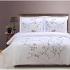 Superior Blossom Embroidered Floral Duvet Cover Set, Long-Staple Cotton, King/Cal King, White(Blossom)