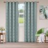 Superior Bohemian Trellis Quality Soft, Insulated, Thermal, Woven Blackout Grommet Printed Curtain Panel Pair (Set Of 2) 52″ x 108″ – White(Teal)