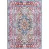 Superior Boho Floral Medallion Washable Rug, Non-Skid Backing, Pet & Kid Friendly, Easy Care, Non-Slip Rugs for Living Room, Kitchen, Bedroom, Low Pile Area Rug, Toucan Collection, 9′ x 12′, Beige(Tanager – Red)
