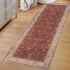 Superior Boho Floral Medallion Washable Rug, Non-Skid Backing, Pet & Kid Friendly, Easy Care, Non-Slip Rugs for Living Room, Kitchen, Bedroom, Low Pile Area Rug, Toucan Collection, 9′ x 12′, Beige(A Beige – Red)