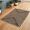 Superior Braided Dyed Jute Handwoven Indoor Area Rug, Jute Floor Decor For Living Room, Hallway, Entry, Dining Room, Bedroom, Office, Apartment, Hand-Woven Modern Farmhouse Rugs, 2′ 6″ x 8′, Navy Blue(Black)