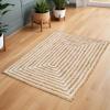 Superior Braided Dyed Jute Handwoven Indoor Area Rug, Jute Floor Decor For Living Room, Hallway, Entry, Dining Room, Bedroom, Office, Apartment, Hand-Woven Modern Farmhouse Rugs, 2′ 6″ x 8′, Navy Blue(Ivory)