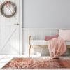 Superior Bristol Collection Area Rug, 8mm Pile Height with Jute Backing, Chic Geometric Damask Patchwork Design, Fashionable and Affordable Woven Rugs – 4′ x 6′ Rug, Ivory & Light Blue(Rust)