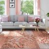 Superior Bristol Collection Area Rug, 8mm Pile Height with Jute Backing, Chic Geometric Damask Patchwork Design, Fashionable and Affordable Woven Rugs – 4′ x 6′ Rug, Beige & Brown(Rust)