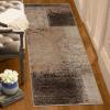 Superior Bristol Collection Area Rug, 8mm Pile Height with Jute Backing, Chic Geometric Damask Patchwork Design, Fashionable and Affordable Woven Rugs – 4′ x 6′ Rug, Ivory & Light Blue(Beige-camel)