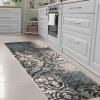 Superior Bristol Collection Area Rug, 8mm Pile Height with Jute Backing, Chic Geometric Damask Patchwork Design, Fashionable and Affordable Woven Rugs – 4′ x 6′ Rug, Ivory & Light Blue(Rivulet)