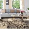 Superior Bristol Collection Area Rug, 8mm Pile Height with Jute Backing, Chic Geometric Damask Patchwork Design, Fashionable and Affordable Woven Rugs – 4′ x 6′ Rug, Beige & Brown(Beige-brown)