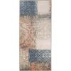 Superior Bristol Collection Area Rug, 8mm Pile Height with Jute Backing, Chic Geometric Damask Patchwork Design, Fashionable and Affordable Woven Rugs – 4′ x 6′ Rug, Ivory & Light Blue(Midnight Navy-salmon)