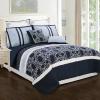Superior Clarissa 8 Piece Embroidered and Pin-Tucked Comforter Set, California King, Blue(California King)
