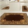 Superior Clementina Collection 3-Piece Rug Set, Attractive Rugs with Jute Backing, Durable and Beautiful Woven Structure, Elegant Medallion Area Rug Set – 2′ x 3′, 2′ x 5′, and 5′ x 7′ Rugs, Black(Brown Gold)