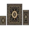 Superior Clementina Collection 3-Piece Rug Set, Attractive Rugs with Jute Backing, Durable and Beautiful Woven Structure, Elegant Medallion Area Rug Set – 2′ x 3′, 2′ x 5′, and 5′ x 7′ Rugs, Black(Black)