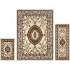 Superior Clementina Collection 3-Piece Rug Set, Attractive Rugs with Jute Backing, Durable and Beautiful Woven Structure, Elegant Medallion Area Rug Set – 2′ x 3′, 2′ x 5′, and 5′ x 7′ Rugs, Black(Beige Ivory)
