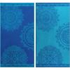 Superior Cotton Beach Towels, Towel Set for Kids, Pool, Swimming, Adults, Oversized, Absorbent, Fast Drying, Bathroom Basics, Nautical, Yacht Club Collection, 34″ x 64″, Navy Blue/White, 2 Piece(Floral – Blue)