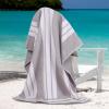 Superior Cotton Cabana Striped Beach Towels, Colorful Towels for Adult, Kid, Pool, Swimming, Sand, Travel, Large Oversized, Absorbent, Fast Drying, Bath Basics, Cabana Collection, 1 Piece, Orange(Light Grey)