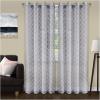 Superior Embellished Poppy Sheer Curtains, Window Accents, Perfect For Natural Light, Modern, Transtitional, Bohemian, Floral Design with Grommets, Curtain Set of 2 Panels, 52″ X 108″, Leaf Green(Grey)