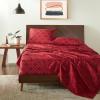 Superior Extra Soft All Season 100% Brushed Cotton Flannel Solid Bedding Sheet Set with Deep Pockets Fitted Sheet – Navy Blue, King Size(Burgundy Trellis)