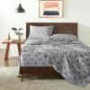 Superior Extra Soft All Season 100% Brushed Cotton Flannel Solid Bedding Sheet Set with Deep Pockets Fitted Sheet – Navy Blue, King Size(Grey Trellis)
