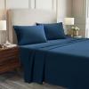 Superior Extra Soft All Season 100% Brushed Cotton Flannel Solid Bedding Sheet Set with Deep Pockets Fitted Sheet – Navy Blue, King Size(Navy Blue)
