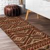Superior Folk Diamond Rustic Eclectic Bohemian Power-Loomed Indoor Area Rug, 3′ x 5′, Red(Red)