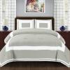 Superior Grammercy Color Blocked Comforter Set with Pillow Shams, Luxury Hotel Bedding with Soft Microfiber Shell, All Season Down Alternative Fill – Full/Queen, Grey