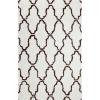 Superior Hand Woven and Soft Shag Rug Trellis Collection, Ivory/Chocolate 5 feet by 8 feet (5′ x 8′)(Ivory & Chocolate)