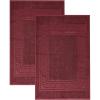 Superior Heavyweight Cotton Bath Mats, Bath Rugs For Bathroom Accessories, Washable Rug For Shower, Bath, Toilet, Modern Decor, No Backing, Luxury Hotel And Spa Quality, Set of 2, 22″ x 35″, Taupe(Burgundy)