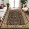 Superior Indoor Area Rug, Jute Backed Rugs for Bedroom, Living/Dining Room, Office, Entryway, Hallway, Kitchen, Traditional Floral Scroll Floor Decor, Heritage Collection, Ivory, 5′ x 5′ Square(Mocha – Z)