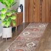 Superior Indoor Area Rug, Jute Backing, Modern Aesthetic, Vintage Floral Oriental Rugs, Home Decor for Entry, Dining, Kitchen, Augusta Collection, 8′ x 8′, Beige/Brown(Rust)