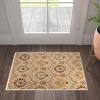 Superior Indoor Area Rug, Jute Backing, Modern Aesthetic, Vintage Floral Oriental Rugs, Home Decor for Entry, Dining, Kitchen, Augusta Collection, 8′ x 8′, Beige/Brown(Camel)