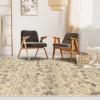 Superior Indoor Area Rug, Jute Backing, Patchwork Floral Rugs for Entryway, Living Room, Kitchen Floors, Plush Floor Cover, Color Block Damask Rug, Kennicot Collection, 4′ x 6′, Beige Red(Beige Brown)