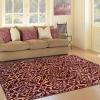 Superior Indoor Area Rug, Jute Backing, Patchwork Floral Rugs for Entryway, Living Room, Kitchen Floors, Plush Floor Cover, Color Block Damask Rug, Kennicot Collection, 4′ x 6′, Beige Red(Red)