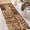 Superior Indoor Area Rug, Jute Backing, Patchwork Floral Rugs for Entryway, Living Room, Kitchen Floors, Plush Floor Cover, Color Block Damask Rug, Kennicot Collection, 4′ x 6′, Beige Red(Brown)