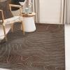 Superior Indoor Area Rug, Jute Backing, Plush Carpet Cover, for Hallways, Entry, Office, Plush Floor Cover, Modern Wood Grain, Abstract Lines, Veer Collection, 8′ x 10′, Black(Chocolate)