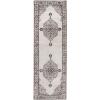 Superior Indoor Area Rug, Jute Backing, Traditional Medallion Rugs for Entry, Kitchen Floors, Plush Floor Cover, Floral Scroll Border Rug, Kensington Collection, 3′ x 5′, Brown(Grey Ivory)