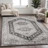 Superior Indoor Area Rug, Jute Backing, Traditional Medallion Rugs for Entry, Kitchen Floors, Plush Floor Cover, Floral Scroll Border Rug, Kensington Collection, 3′ x 5′, Brown(Layl – Beige Brown)