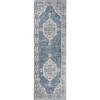 Superior Indoor Area Rug, Jute Backing, Traditional Medallion Rugs for Entry, Kitchen Floors, Plush Floor Cover, Floral Scroll Border Rug, Kensington Collection, 3′ x 5′, Brown(Kailani – Blue Ivory – Z)