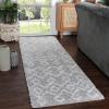Superior Indoor Area Rug Perfect for Bedroom, Laundry Room, Entryway, Office, Playroom, Nursery, Fluffy Carpet Cover, Modern Geometric Diamond Lattice Shag Flor Collection, 2′ 7″ x 8′, Ivory Black(Alia Light Grey & Ivory)