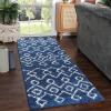 Superior Indoor Area Rug Perfect for Bedroom, Laundry Room, Entryway, Office, Playroom, Nursery, Fluffy Carpet Cover, Modern Geometric Diamond Lattice Shag Flor Collection, 2′ 7″ x 8′, Ivory Black(Alia Blue Beige)