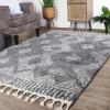 Superior Indoor Area Rug Perfect for Bedroom, Laundry Room, Entryway, Office, Playroom, Nursery, Fluffy Carpet Cover, Modern Geometric Diamond Lattice Shag LORE Collection, 5′ x 7′, Grey Ivory(Lore Grey Ivory)