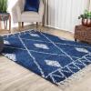 Superior Indoor Area Rug Perfect for Bedroom, Laundry Room, Office, Playroom, Nursery, Fluffy Carpet Cover, Modern Geometric Diamond Lattice Shag Rhea Collection, 2′ 7″ x 8′, Light Grey & Ivory(Blue Beige)