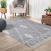 Superior Indoor Area Rug Perfect for Bedroom, Laundry Room, Office, Playroom, Nursery, Fluffy Carpet Cover, Modern Geometric Diamond Lattice Shag Rhea Collection, 2′ 7″ x 8′, Light Grey & Ivory(Light Grey & Ivory)