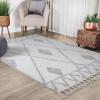 Superior Indoor Area Rug Perfect for Bedroom, Laundry Room, Office, Playroom, Nursery, Fluffy Carpet Cover, Modern Geometric Diamond Lattice Shag Rhea Collection, 2′ 7″ x 8′, Light Grey & Ivory(Ivory Grey)
