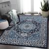 Superior Indoor Area Rug, Plush Carpet Cover, Traditional Oriental Medallion, Perfect for Hallway, Entryway, Living Room, Dining, Bedroom, Office, Kitchen, Glendale Collection, 2’x3′, Blue(Blue)
