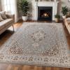 Superior Indoor Area Rug, Plush Carpet Cover, Traditional Oriental Medallion, for Kids or Pets, Hallway, Entry, Living Room, Dining, Bedroom, Office, Kitchen, Glendale Collection, 12′ x 18′, Grey