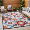 Superior Indoor Outdoor Area Rug, Perfect for Patio, Poolside, Backyard, Playroom, Kitchen, Dining Room, Entryway, Mudroom, Floral Scroll Floor Cover, Petunia Collection, 4′ x 6′, Multicolor