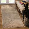 Superior Indoor Runner Rug, Jute Backing, Plush Carpet Cover, for Hallways, Entry, Office, Plush Floor Cover, Modern Wood Grain, Abstract Lines, Veer Collection, 2′ 7″ x 8′, Chocolate(Beige)