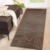 Superior Indoor Runner Rug, Jute Backing, Plush Carpet Cover, for Hallways, Entry, Office, Plush Floor Cover, Modern Wood Grain, Abstract Lines, Veer Collection, 2′ 7″ x 8′, Chocolate(Chocolate)